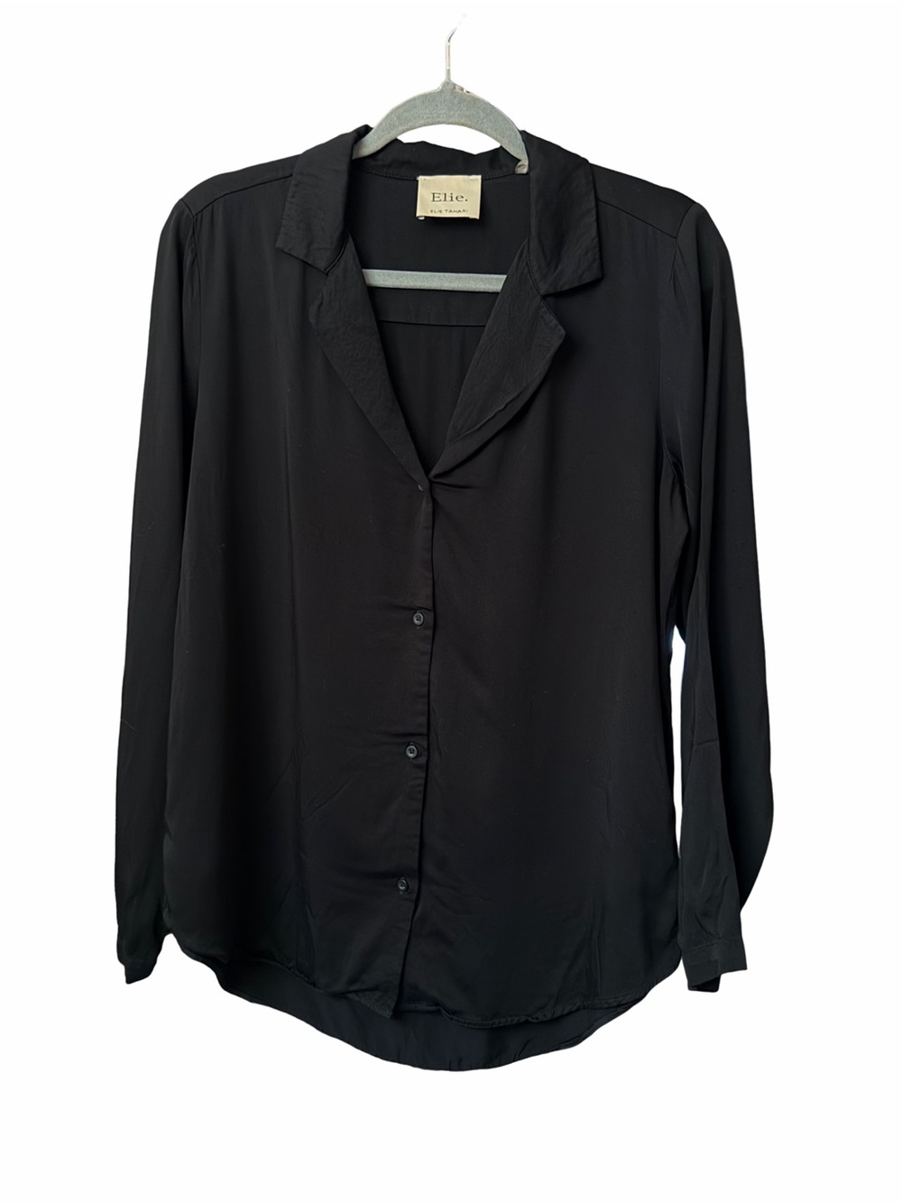 Elie. By Elie Tahari 100% Ecovero Black Button-Down Blouse